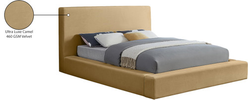 DorianCamel-Q Dorian Collection Modern | Contemporary Queen Bed with Ultra Luxe Camel Velvet, 73" W x 95" D x 45" H, Camel, Queen