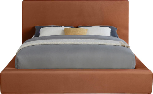DorianCognac-Q Dorian Collection Modern | Contemporary Queen Bed with Ultra Luxe Cognac Velvet, 73" W x 95" D x 45" H, Cognac, Queen
