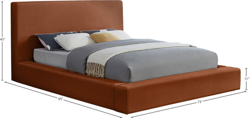 DorianCognac-Q Dorian Collection Modern | Contemporary Queen Bed with Ultra Luxe Cognac Velvet, 73" W x 95" D x 45" H, Cognac, Queen