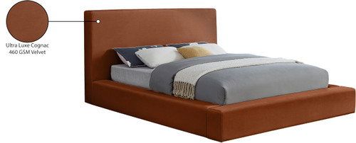 DorianCognac-Q Dorian Collection Modern | Contemporary Queen Bed with Ultra Luxe Cognac Velvet, 73" W x 95" D x 45" H, Cognac, Queen