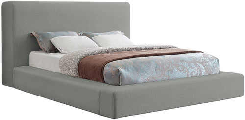 DevinGrey-Q Devin Collection Modern | Contemporary Bed with Luxe Linen Textured Fabric, 77" W x 97" D x 45" H, Grey, Queen Bed