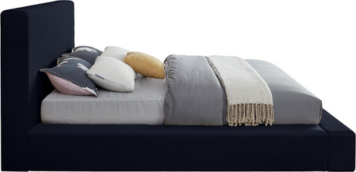 DorianNavy-Q Dorian Collection Modern | Contemporary Queen Bed with Ultra Luxe Navy Velvet, 73" W x 95" D x 45" H, Navy, Queen