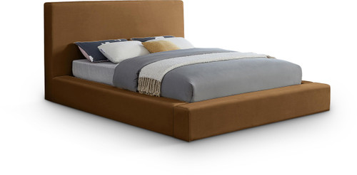 DorianSaddle-Q Dorian Collection Modern | Contemporary Queen Bed with Ultra Luxe Saddle Velvet, 73" W x 95" D x 45" H, Saddle, Queen