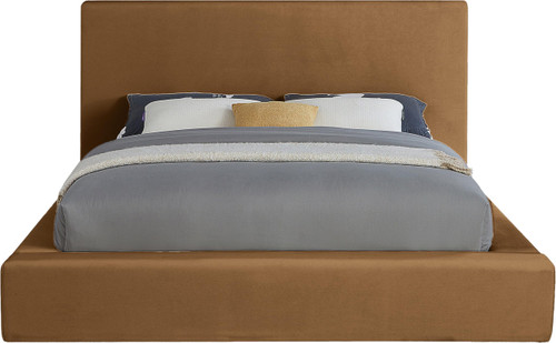 DorianSaddle-Q Dorian Collection Modern | Contemporary Queen Bed with Ultra Luxe Saddle Velvet, 73" W x 95" D x 45" H, Saddle, Queen