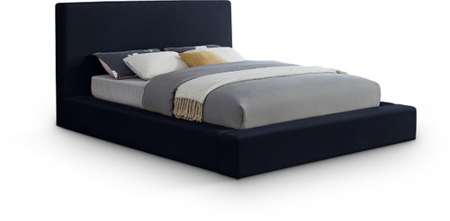 DorianNavy-K Dorian Collection Modern | Contemporary King Bed with Ultra Luxe Navy Velvet, 89" W x 95" D x 45" H, Navy, King