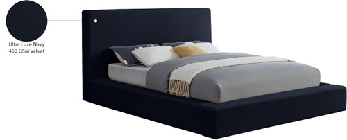 DorianNavy-K Dorian Collection Modern | Contemporary King Bed with Ultra Luxe Navy Velvet, 89" W x 95" D x 45" H, Navy, King
