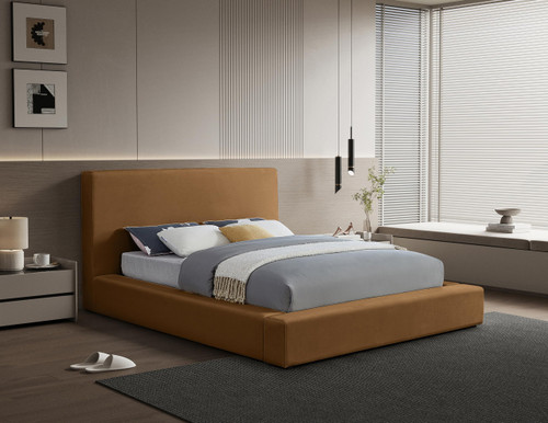 DorianSaddle-K Dorian Collection Modern | Contemporary King Bed with Ultra Luxe Saddle Velvet, 89" W x 95" D x 45" H, Saddle, King