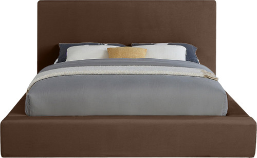 DorianBrown-K Dorian Collection Modern | Contemporary King Bed with Ultra Luxe Brown Velvet, 89" W x 95" D x 45" H, Brown, King