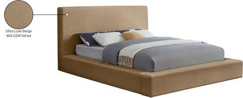 DorianBeige-K Dorian Collection Modern | Contemporary King Bed with Ultra Luxe Beige Velvet, 89" W x 95" D x 45" H, Beige, King