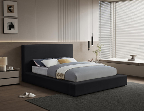 DorianBlack-K Dorian Collection Modern | Contemporary King Bed with Ultra Luxe Black Velvet, 89" W x 95" D x 45" H, Black, King