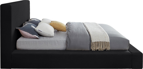DorianBlack-K Dorian Collection Modern | Contemporary King Bed with Ultra Luxe Black Velvet, 89" W x 95" D x 45" H, Black, King