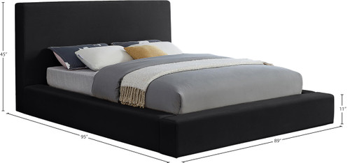 DorianBlack-K Dorian Collection Modern | Contemporary King Bed with Ultra Luxe Black Velvet, 89" W x 95" D x 45" H, Black, King