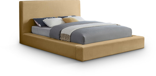 DorianCamel-K Dorian Collection Modern | Contemporary King Bed with Ultra Luxe Camel Velvet, 89" W x 95" D x 45" H, Camel, King
