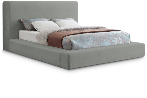 DevinGrey-K Devin Collection Modern | Contemporary Bed with Luxe Linen Textured Fabric, 92.5" W x 97" D x 45" H, Grey, King Bed