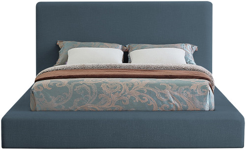 DevinNavy-K Devin Collection Modern | Contemporary Bed with Luxe Linen Textured Fabric, 92.5" W x 97" D x 45" H, Navy, King Bed