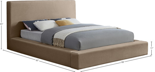 DorianTaupe-K Dorian Collection Modern | Contemporary King Bed with Ultra Luxe Taupe Velvet, 89" W x 95" D x 45" H, Taupe, King