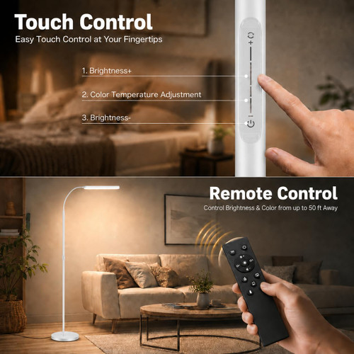 Floor Lamp, 15W/1000LM Bright LED Floor Lamp with Stepless Dimming