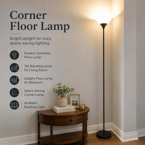 Floor Lamp, Remote Control, Stepless Brightness & Color Temperature