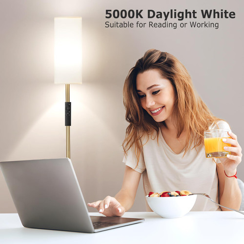 64'' Floor Lamps for Living Room with Remote Control and Stepless Dimmable Colors Temperature & Brightness, Gold Standing Lamp with White Marble Base