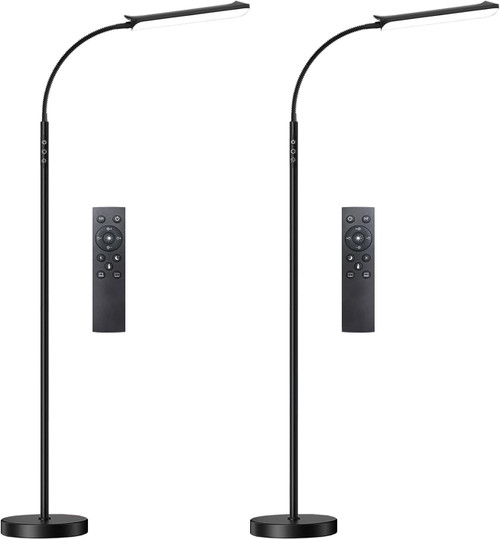 Dimmable LED Floor Lamp, Super Bright Reading Lamps Floor Standing lamp with Remote & Touch Control, Stepless Dimming & 2700K-6500K Color Temperature, for Living Room Bedroom Office, 2 Pack