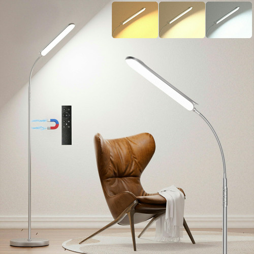Dimmable LED Floor Lamp, Super Bright Reading Lamps Floor Standing lamp with Remote & Touch Control, Stepless Dimming & 2700K-6500K Color Temperature, for Living Room Bedroom Office, Gray