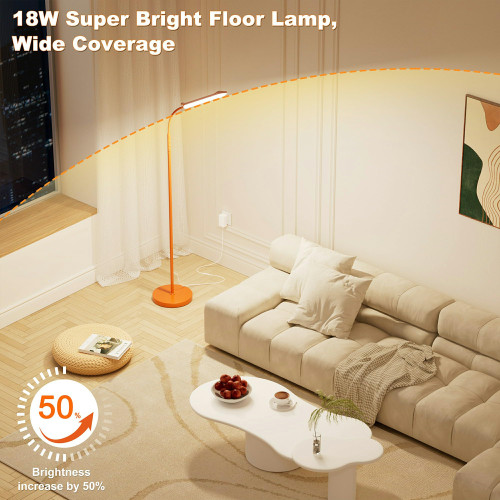 Dimmable LED Floor Lamp, Super Bright Reading Lamps Floor Standing lamp with Remote & Touch Control, Orange