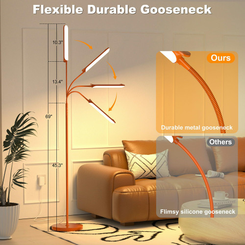 Dimmable LED Floor Lamp, Super Bright Reading Lamps Floor Standing lamp with Remote & Touch Control, Orange