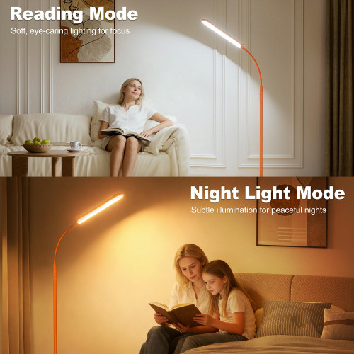Dimmable LED Floor Lamp, Super Bright Reading Lamps Floor Standing lamp with Remote & Touch Control, Orange