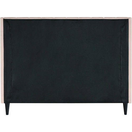 EvaPink-F Eva Collection Modern | Contemporary Velvet Upholstered Full Bed, Black Wood Legs, Deep Channel Tufting, Wing Back Headboard, 58.5" W x 81.5" D x 48" H, Pink, Full