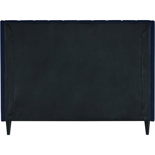 EvaNavy-Q Eva Collection Modern | Contemporary Velvet Upholstered Queen Bed, Black Wood Legs, Deep Channel Tufting, Wing Back Headboard, 64.5" W x 87" D x 48" H, Navy, Queen