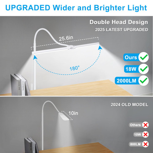 White Floor Lamp, 18W/2000LM Bright LED Floor Lamp for Living Room, Adjustable Gooseneck Dimmable Standing Office Task Lamp for Reading, Study, Eye Caring Lash Light for Sewing Tatoo Facial Spa