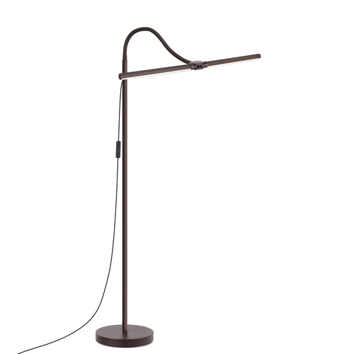 Floor Lamp, 18W/2000LM Bright LED Floor Lamp with Double Head, Adjustable Gooseneck Dimmable Craft Light for Sewing Tatoo Makeup, Eye Caring Brown Reading Floor Lamps for Living Room Bedroom Office