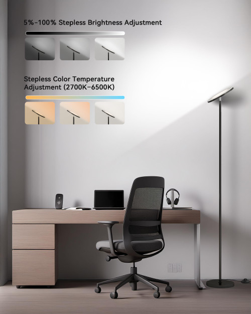 LED Floor Lamp for Living Room, Torchiere Lamp with Compact Remote
