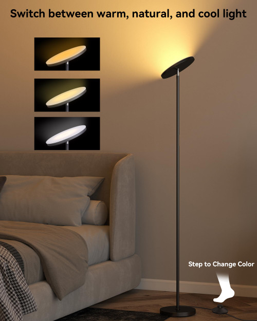 LED Floor Lamp for Living Room, Torchiere Lamp with Compact Remote