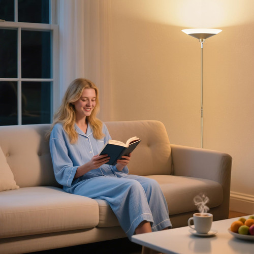 Torchiere Floor Lamp - 72" Tall LED Standing Lamp with Remote/Button Control, 1800Lm, 3000-6500K, 30W Dimmable Modern Corner Floor Light for Living Room Bedroom Office Apartment, Golden