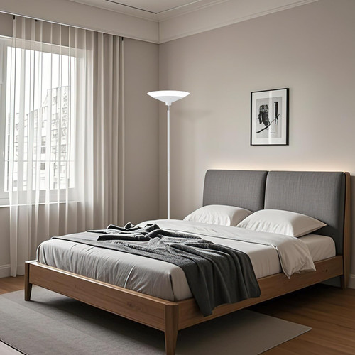White Torchiere Floor Lamp - 30W Dimmable LED Standing Lamp with Remote/Button Control, 1800Lm, 3000-6500K, 72in Bright Standing Pole Light for Living Room Bedroom Office Corner