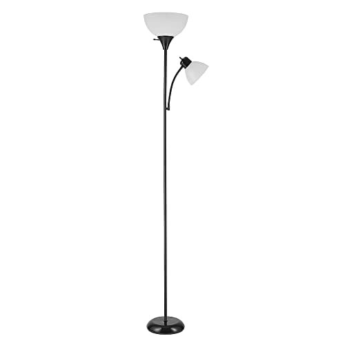 72" Floor Lamp with Adjustable Reading Light, Bright, Easy-to-Assemble Torchiere for Bedroom, Living Room & Office - Space-Saving Slim Design