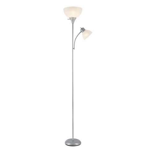 (Pack of 2) 72" Torchiere Floor Lamp and Adjustable Reading Light, Silver, Frosted Shade, Dual Rotary Switch, 3-Step Dimming, Modern Lighting for Living Room or Office, Timeless