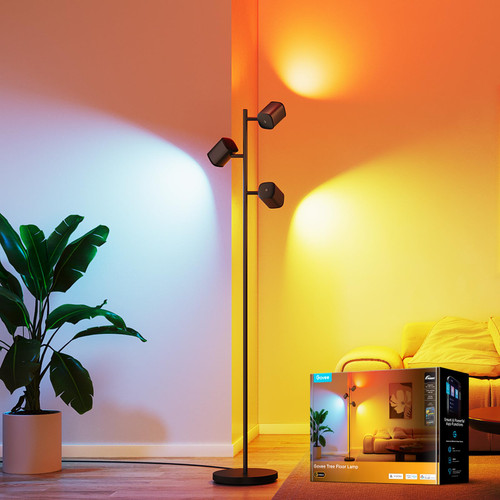 Tree Floor Lamp with 3 Rotatable Lights, Compatible with Matter