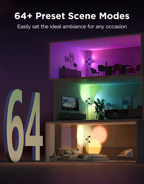 Tree Floor Lamp with 3 Rotatable Lights, Compatible with Matter