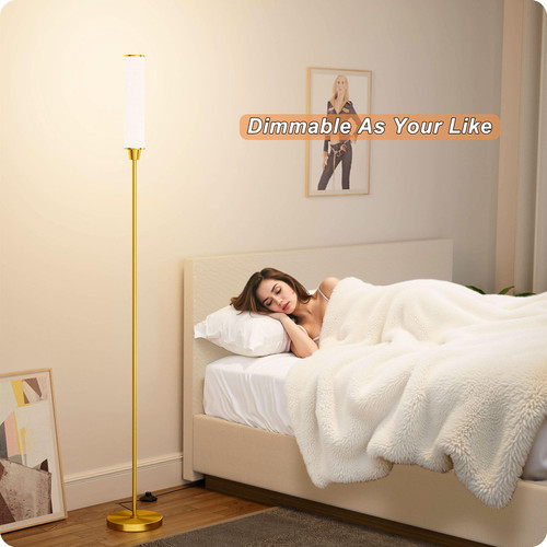 Floor Lamp with Remote Control,brassgold,Linen lampshade