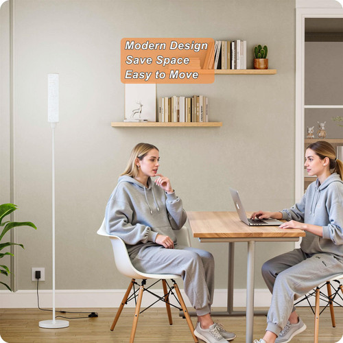 Floor Lamp with Remote Control,White,Linen lampshade