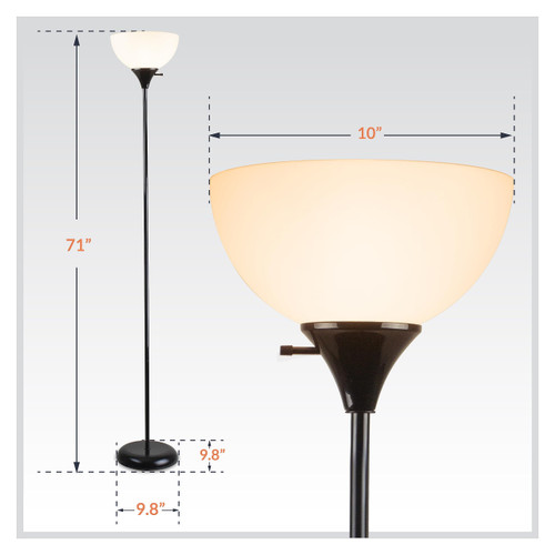 71-in. Charles Black Modern Standing Lamp NHFL-CH-BK, Floor Lamp for Living Room, Bedroom, and Other Home Decor, Ambient Lighting and Mood Lighting for Office Decor
