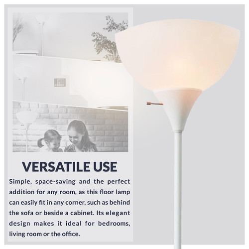 71-inch Modern Standing, Torchiere Floor Lamp for Bedrooms, Living Room | Durable Floor Lamp for Home, Office, Reading (White)