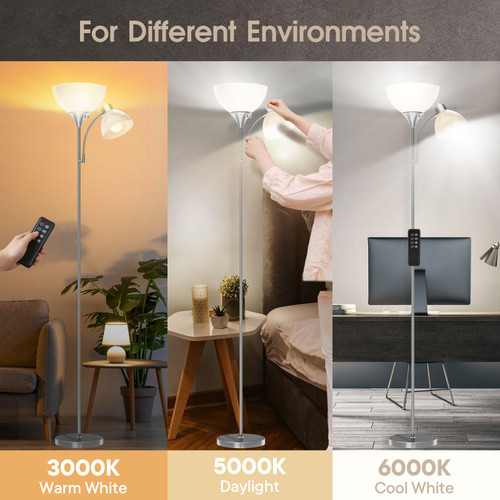 Floor Lamp with Remote Control and Adjustable Reading Light