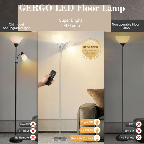 Floor Lamp with Remote Control and Adjustable Reading Light