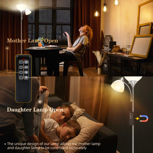 Floor Lamp with Remote Control and Adjustable Reading Light