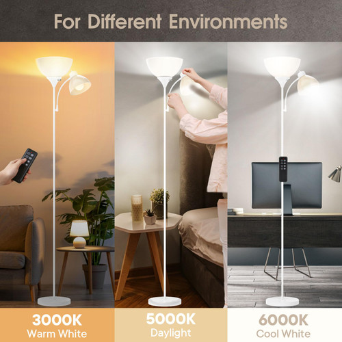 Floor Lamp with Remote Control and Adjustable Reading Light