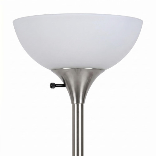 Sky Dome Dimmable LED Floor Lamp, Torchiere Floor Lamp for Living Room, Bedroom, & Office – Tall Torch Standing Lamp for Reading, Modern Home Decor – Platinum Silver