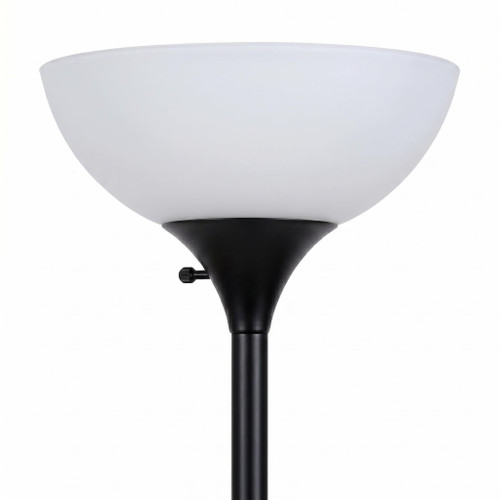 Sky Dome Dimmable LED Floor Lamp, Torchiere Floor Lamp for Living Room, Bedroom, & Office – Tall Torch Standing Lamp for Reading, Modern Home Decor – Jet Black